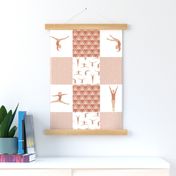 gymnastics patchwork - terracotta - gymnast patchwork fabric - LAD22