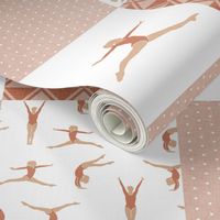 gymnastics patchwork - terracotta - gymnast patchwork fabric - LAD22