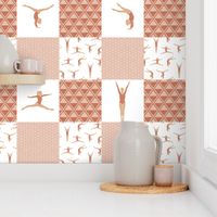 gymnastics patchwork - terracotta - gymnast patchwork fabric - LAD22