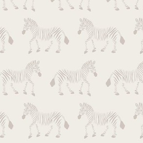 Zebra Parade - Two Tone Gray on Ivory - Small Scale