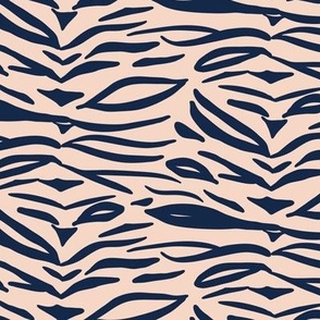 Zebra Stripes - Navy Blue on Blush Pink - Small Scale