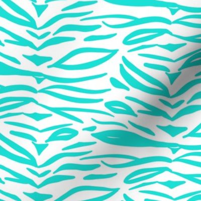 Zebra Stripes - Bright Aqua on White - Small Scale