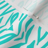 Zebra Stripes - Bright Aqua on White - Small Scale