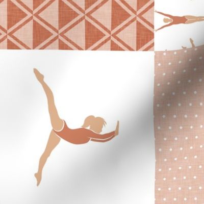 gymnastics patchwork - terracotta  - gymnast patchwork fabric - (90) LAD22
