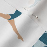 gymnastics patchwork - teal - gymnast patchwork fabric -(90)  LAD22