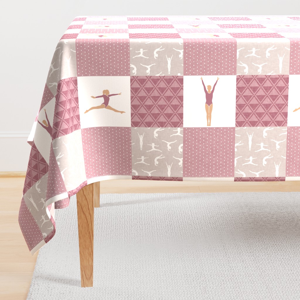 gymnastics patchwork - mauve - gymnast patchwork fabric (90) -  LAD22