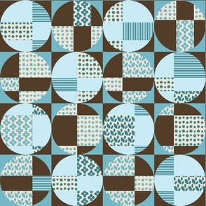 Brown and Blue Geometric Abstract Circles: Nature Inspired Modern Earthy Decor