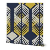 De-Lux - Mid Century Modern Geometric Dark Blue Gold Jumbo Scale