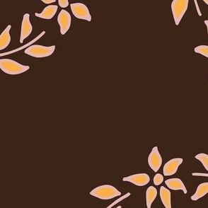 295 - Floral Wreath in rich chocolate brown and cream - large scale for home decor, boho bed linen, bag making, crafts