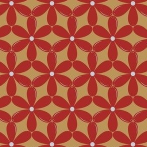 red and white flower on brown background