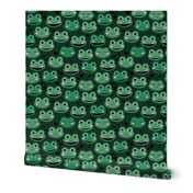 Cute blushing frogs and hearts kawaii style kids frog design for sprint summer on forest green apple