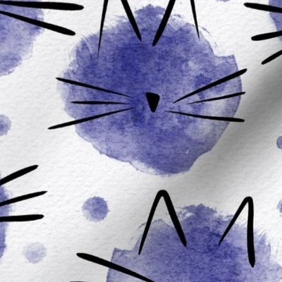 cat - ellie cat very peri - watercolor drops cat - cute cat fabric and wallpaper