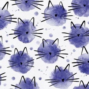 cats - ellie cat very peri - watercolor drops cats - cats fabric