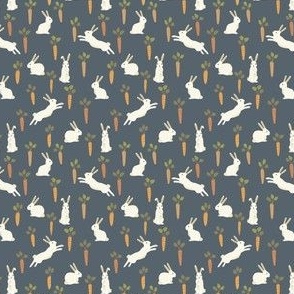 mini micro // Easter Bunnies and Carrots on Dark Blue