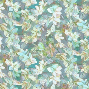 Plumeria Splash Aqua on Gray 300