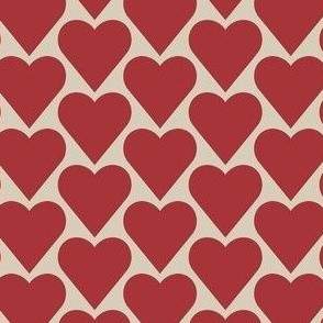 Valentine's Day red heart on tan background