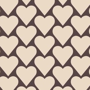 tan hearts on brown background
