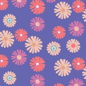 Playful Daisies on Periwinkle