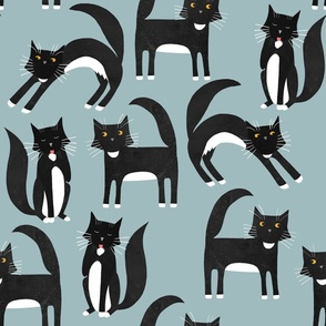Black and White Tuxedo Cats Teal Jumbo Large Scale