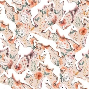 Foals Frolic - neutral earth tone floral - small 
