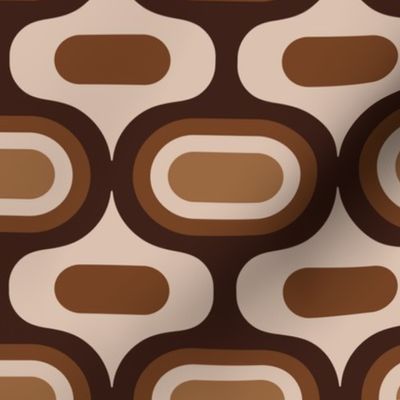 Retro atomic ogee ovals earthy brown