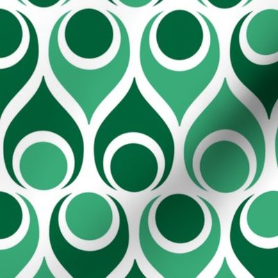 Mid-century modern atomic teardrops circles emerald green