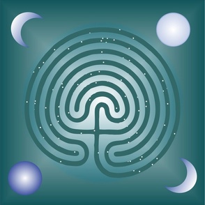 Unicursal Labyrinth in Teal