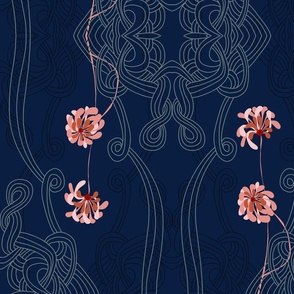 Alfons Mucha would love this pattern – dark blue - medium