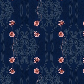 Alfons Mucha would love this pattern – dark blue - small