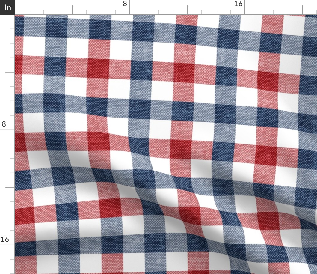 (large scale) dark red white and blue plaid - check - C22