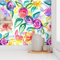 Chromatic Watercolor Blooms (Large Scale) 