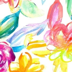 Chromatic Watercolor Blooms (Large Scale) 