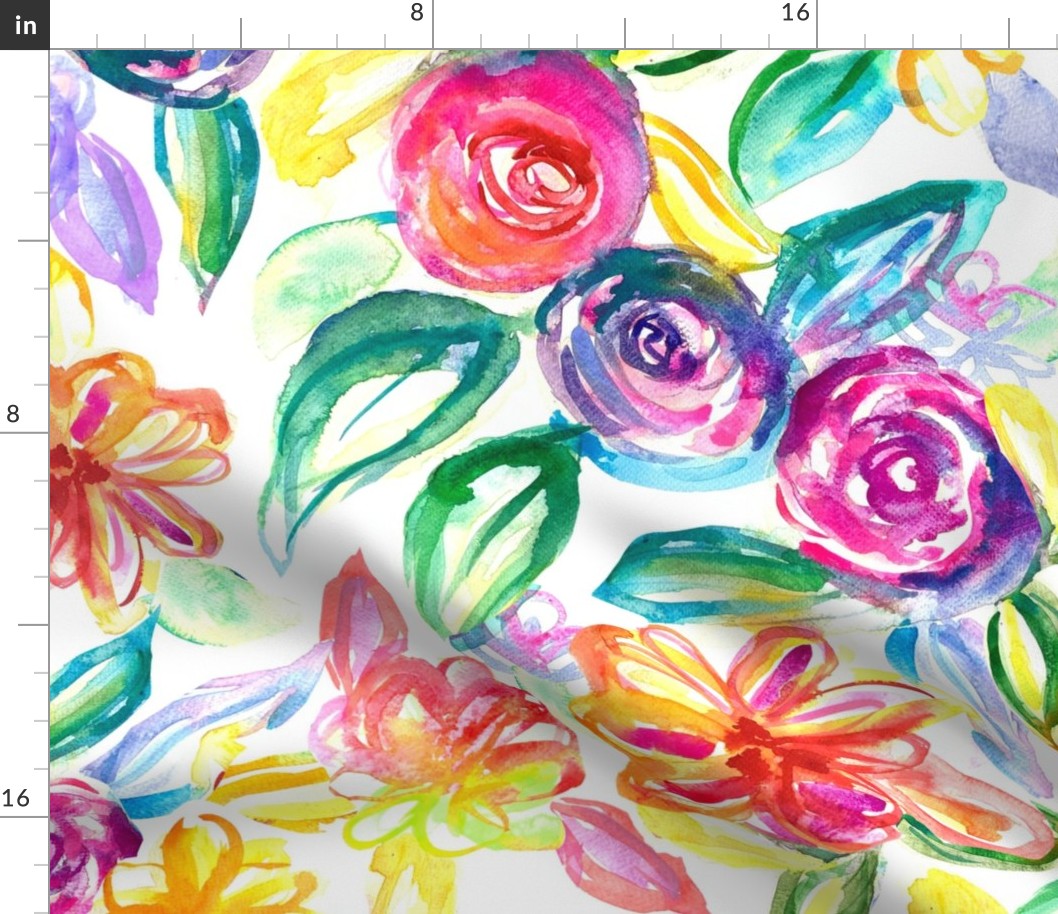 Chromatic Watercolor Blooms (Large Scale) 