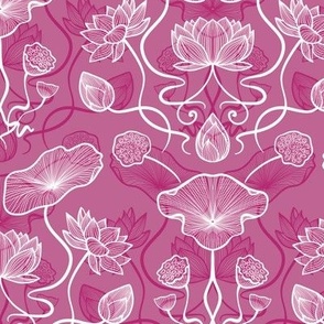 Lotus in bloom on pink | Medium size