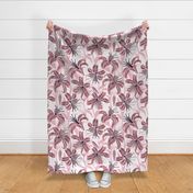 Large jumbo scale // Tiger lily garden // textured white and cotton pink background dry rose and pink flowers