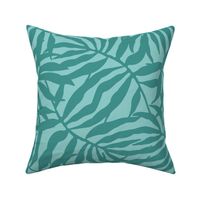Painted Palm Leaf Monochromatic Turquoise