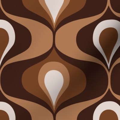 Retro 70s ogee ovals earthy brown large
