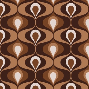 Retro 70s ogee ovals earthy brown large