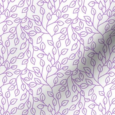 Bunny Trail leafy vines purple on white