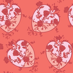 Romantic, modern love rose, floral motif with vintage feel
