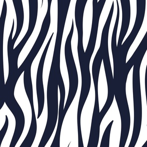 Large jumbo scale // Tigers fur animal print // midnight express navy blue and white vertical stripes