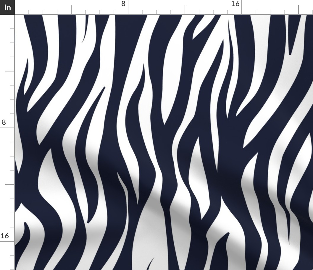 Large jumbo scale // Tigers fur animal print // midnight express navy blue and white vertical stripes
