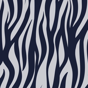 Large jumbo scale // Tigers fur animal print // midnight express navy blue and light grey vertical stripes