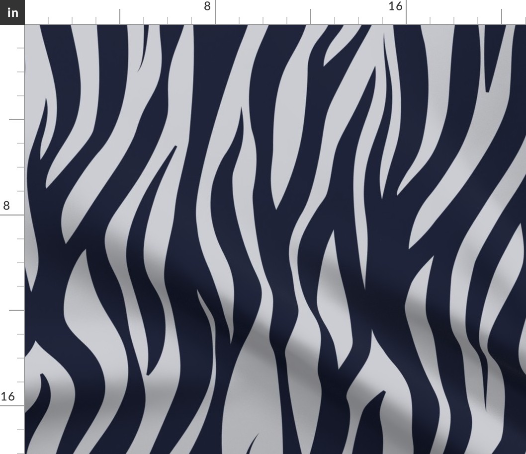 Large jumbo scale // Tigers fur animal print // midnight express navy blue and light grey vertical stripes
