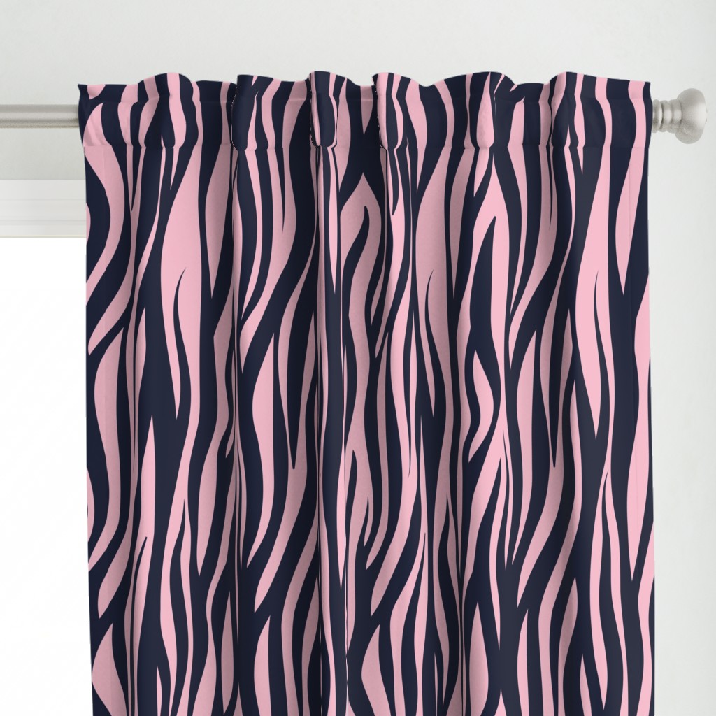 Large jumbo scale // Tigers fur animal print // midnight express navy blue and cotton candy pink vertical stripes