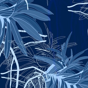 Orchid Abstract in blue serenity Large
