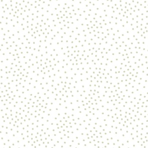Scattered Dots On White in Celery Green