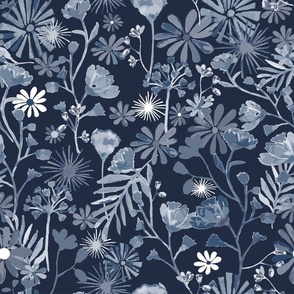 Moody indigo floral pattern