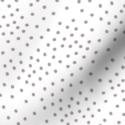 Scattered Dots On White in Mauve Purple