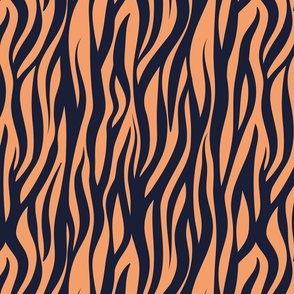 Normal scale // Tigers fur animal print // midnight express navy blue and papaya orange vertical stripes
